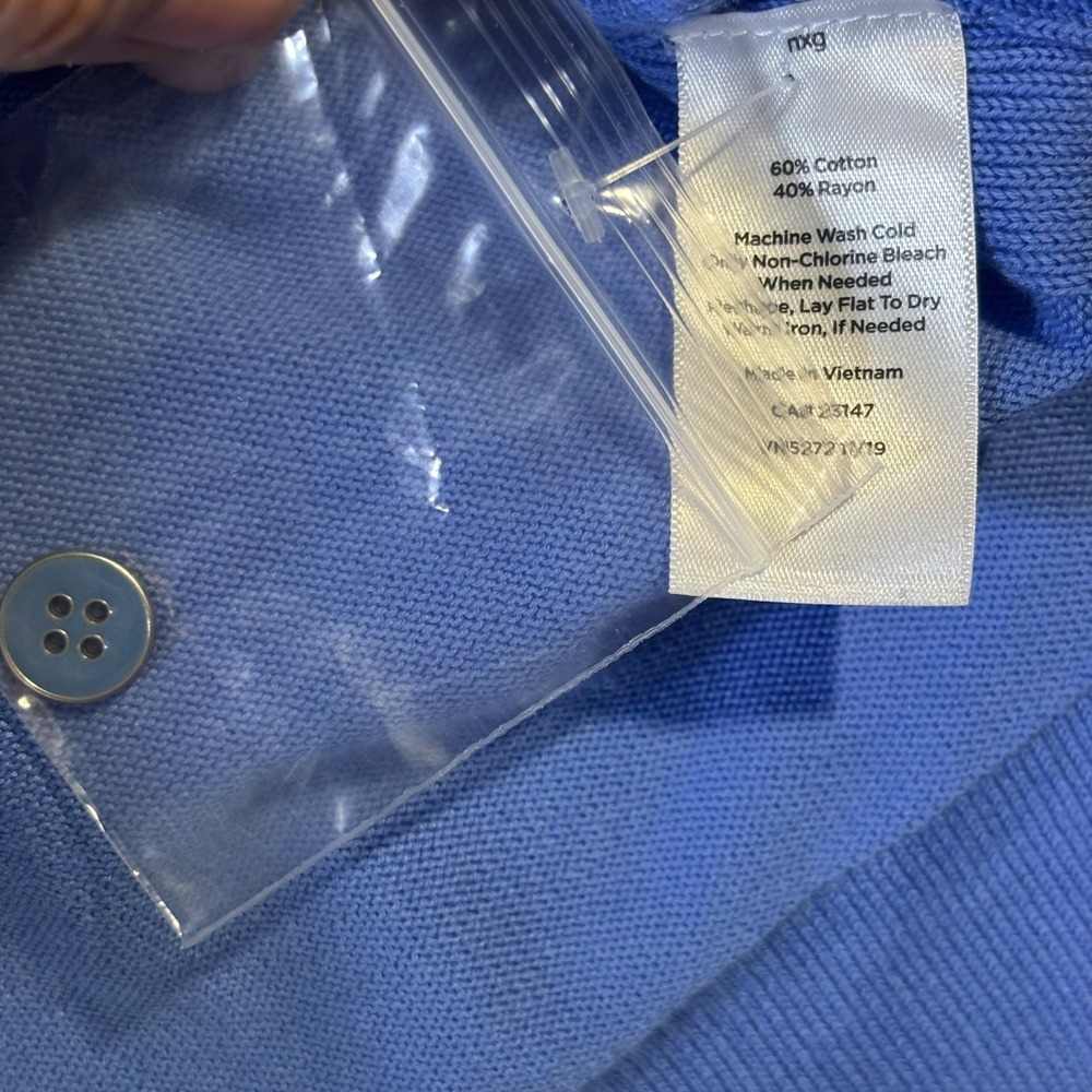 Talbots Womens Blue V-Neck Button Front Cotton Rayon Knit Cardigan Sweater Small - Picture 9 of 12